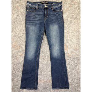 Express Women's Jeans Barely Boot Size 12 R Mid Rise Dark Wash